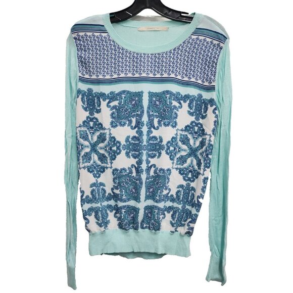 41 Hawthon Stitch Fix Womens Sweater Medium Light Blue Paisley Pullover Preppy - Picture 1 of 8